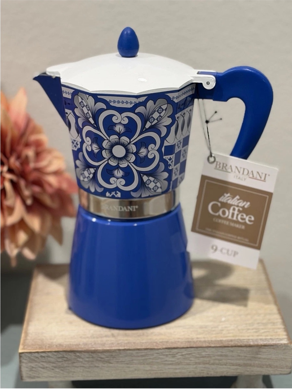 Brandani Italian Coffee Maker Moka Pot
Blue Aluminum 9 Cup NEW